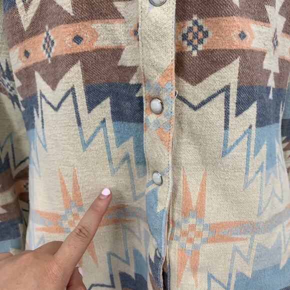 Outback Shirt Womens S Small Sand Brianna Aztec Flannel Pearl Snap Button Top - Picture 5 of 16